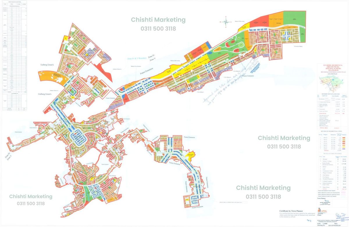 Gulberg Residencia (IBECHS) revised and extended layout plan – preview of the Chishti Marketing interactive map